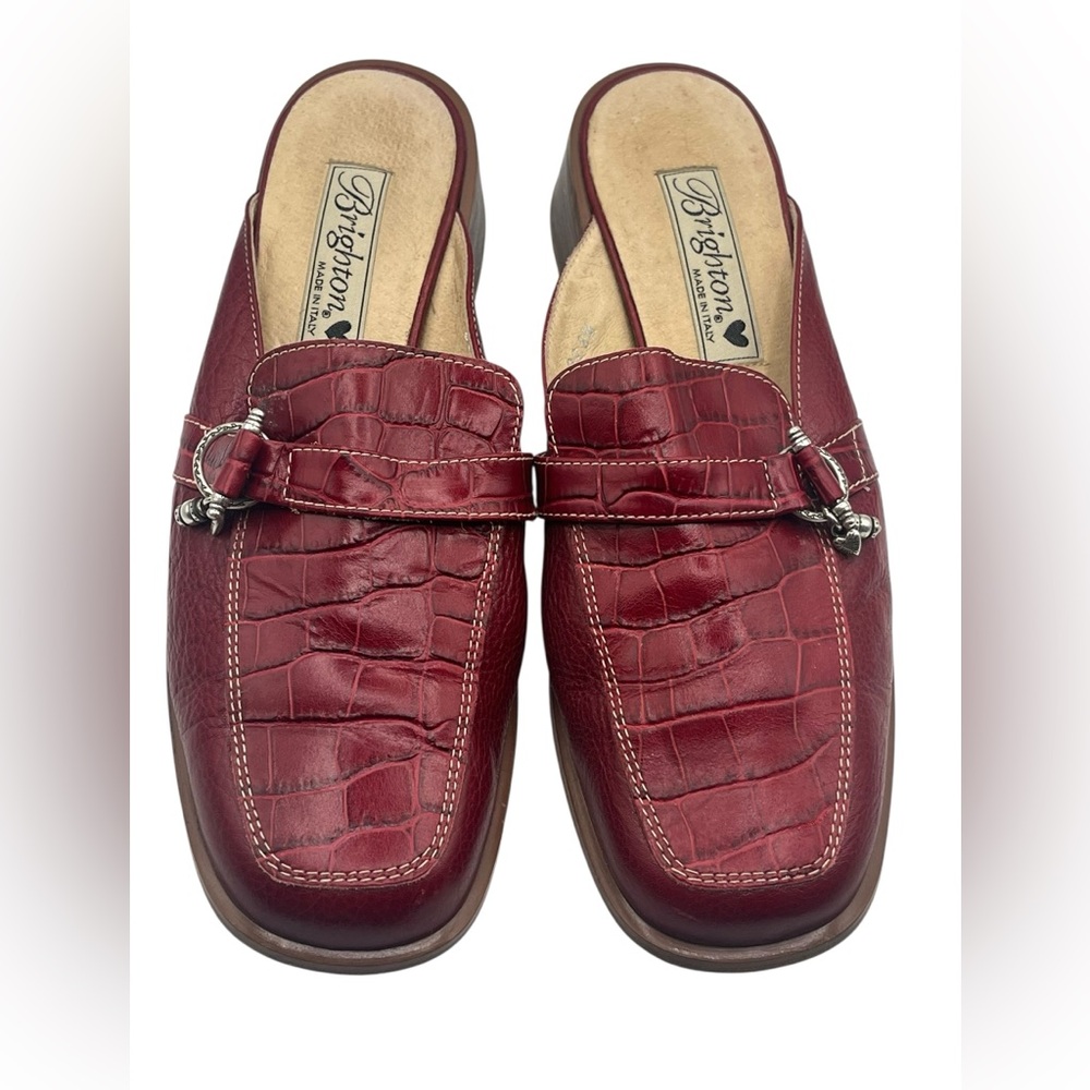 Brighton Women’s Jordan size 8m Red Croc-Embossed Loafers - Picture 2 of 9